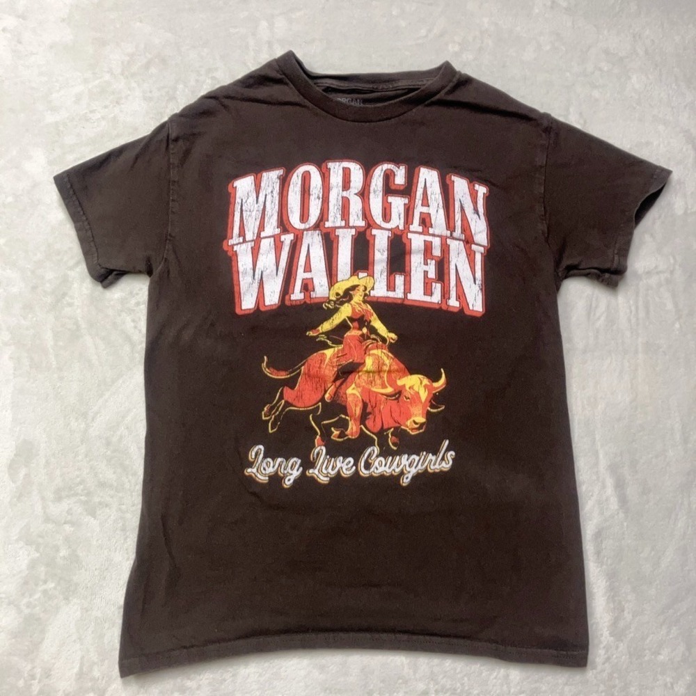 Morgan Wallen Long Live Cowgirls T-Shirt Brown Women's Small 100% Cotton Country